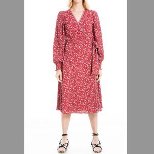 NWT Max Studio Dot Print Balloon Sleeve Wrap Dress S